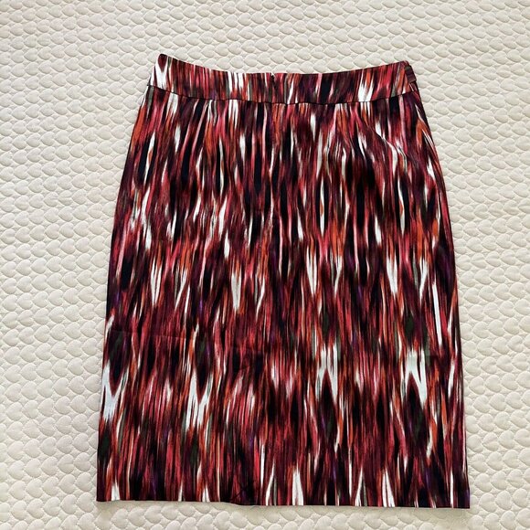 NWT Calvin Klein Sz 8 Ikat Pattern Striped Pencil Skirt Lined Chiffon - Picture 5 of 10